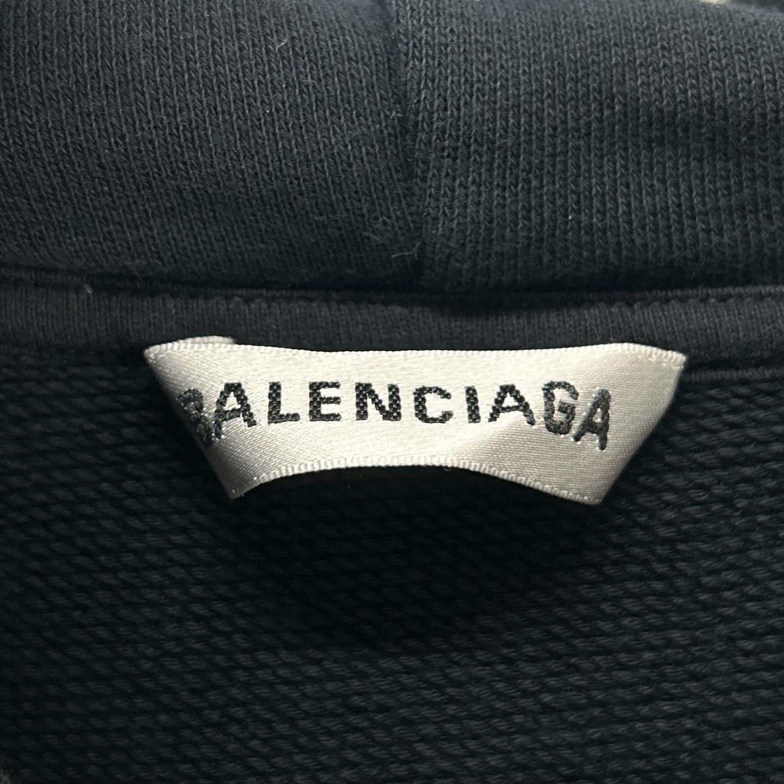 BALENCIAGA バレンシアガ 19年 570792 ブラック BBロゴ プリンテッドフーディー トップス