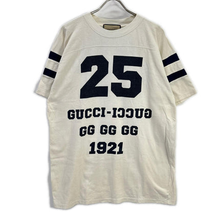 GUCCI グッチ 655459 ホワイト ロゴ ナンバリング クルーネック フットボール Tシャツ トップス