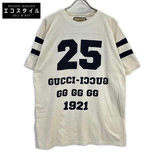GUCCI グッチ 655459 ホワイト ロゴ ナンバリング クルーネック フットボール Tシャツ トップス