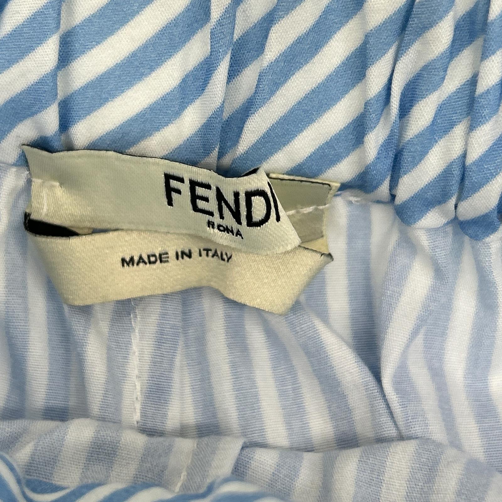 FENDI フェンディ 72G12 ホワイト×ライトブルー ワイドパンツ ボトムス