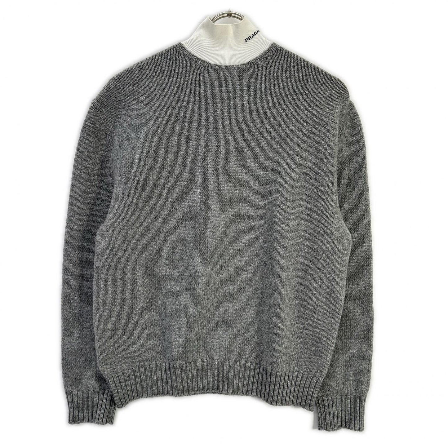 PRADA プラダ 22AW P26472 グレー カシミヤ混 ハイネック ニットセーター トップス