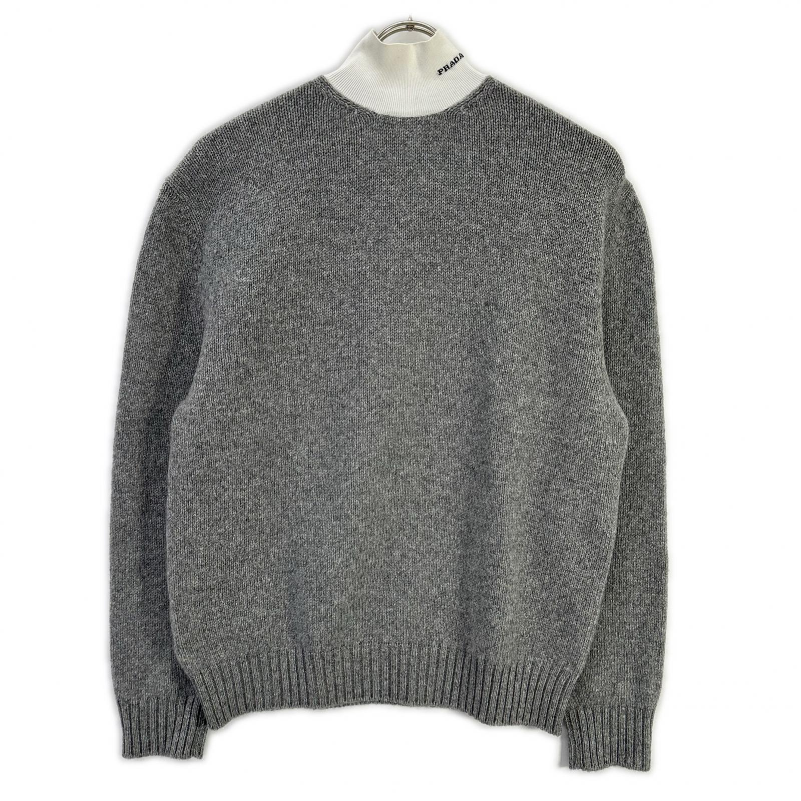 PRADA プラダ 22AW P26472 グレー カシミヤ混 ハイネック ニットセーター トップス