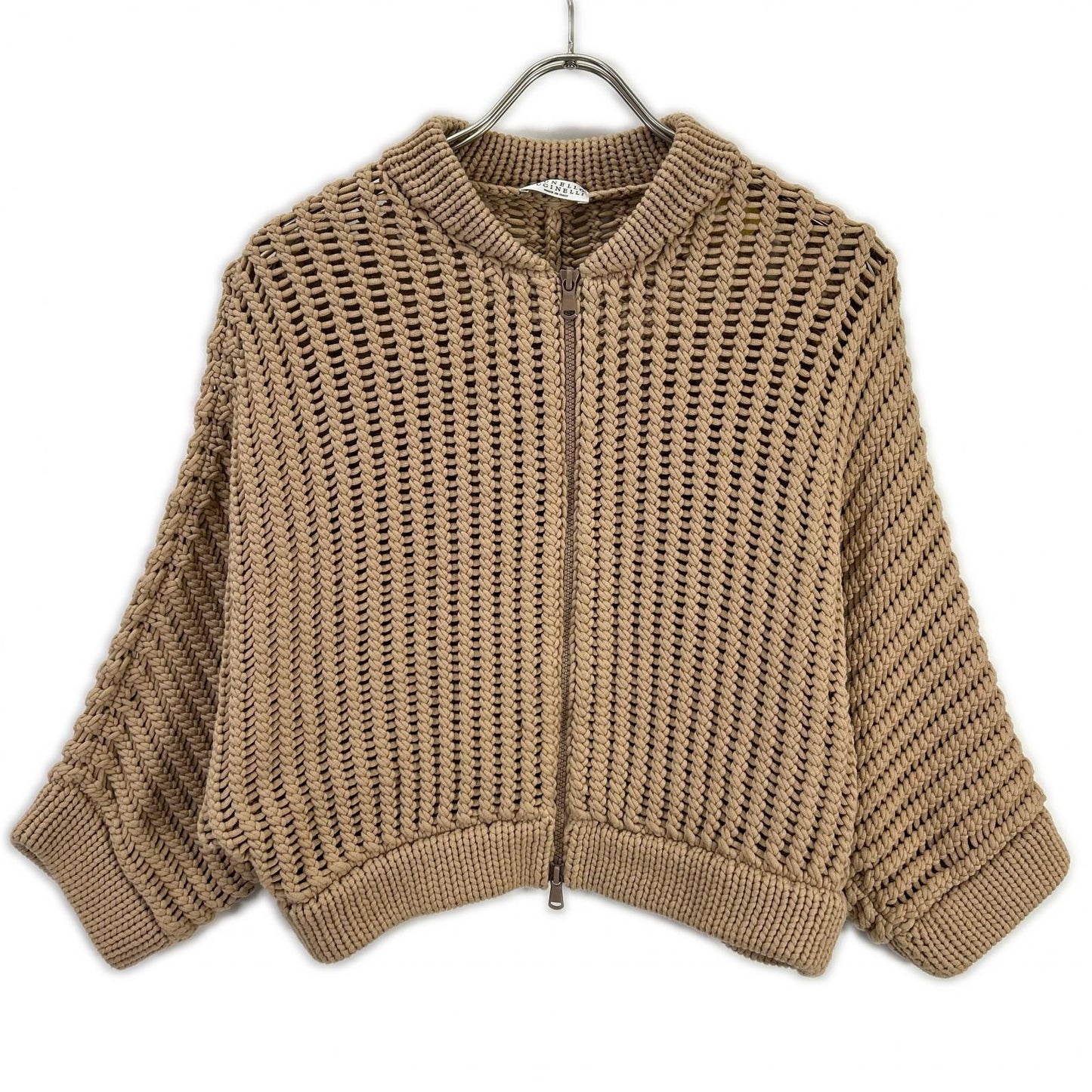 BRUNELLO CUCINELLI ブルネロクチネリ DW5223332 ブラウン ケーブル編み ジップアップ カーディガン トップス