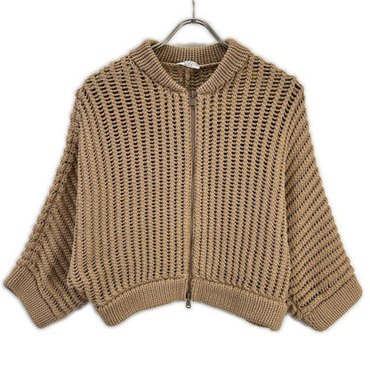 BRUNELLO CUCINELLI ブルネロクチネリ DW5223332 ブラウン ケーブル編み ジップアップ カーディガン トップス