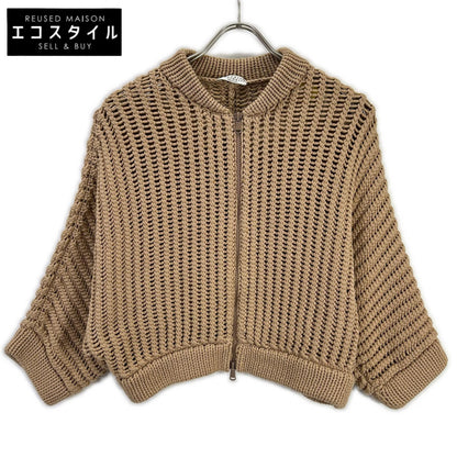 BRUNELLO CUCINELLI ブルネロクチネリ DW5223332 ブラウン ケーブル編み ジップアップ カーディガン トップス