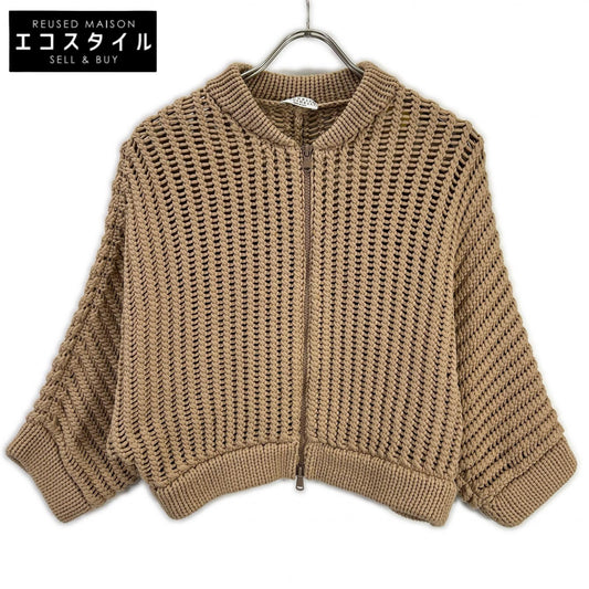 BRUNELLO CUCINELLI ブルネロクチネリ DW5223332 ブラウン ケーブル編み ジップアップ カーディガン トップス