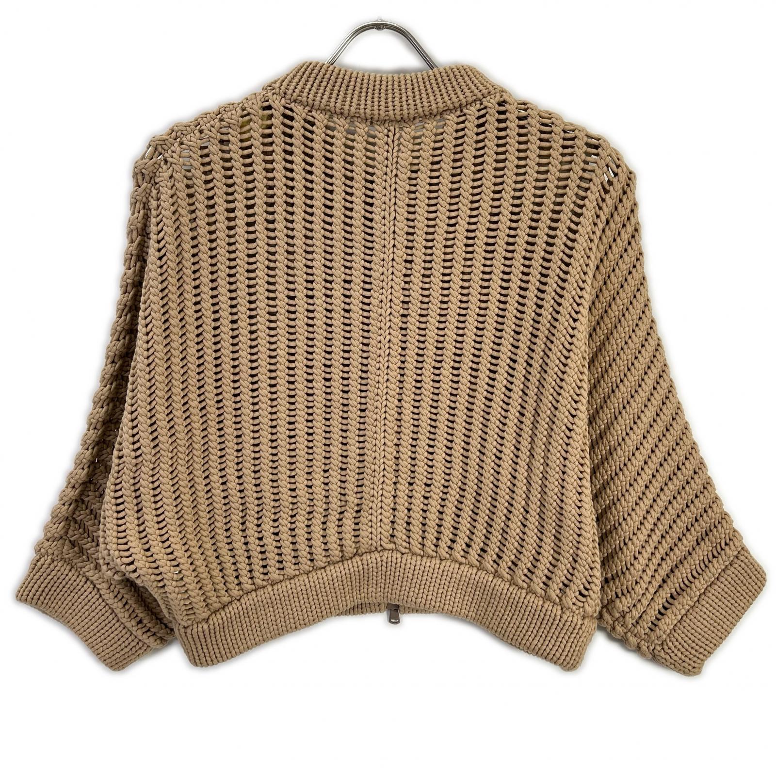 BRUNELLO CUCINELLI ブルネロクチネリ DW5223332 ブラウン ケーブル編み ジップアップ カーディガン トップス