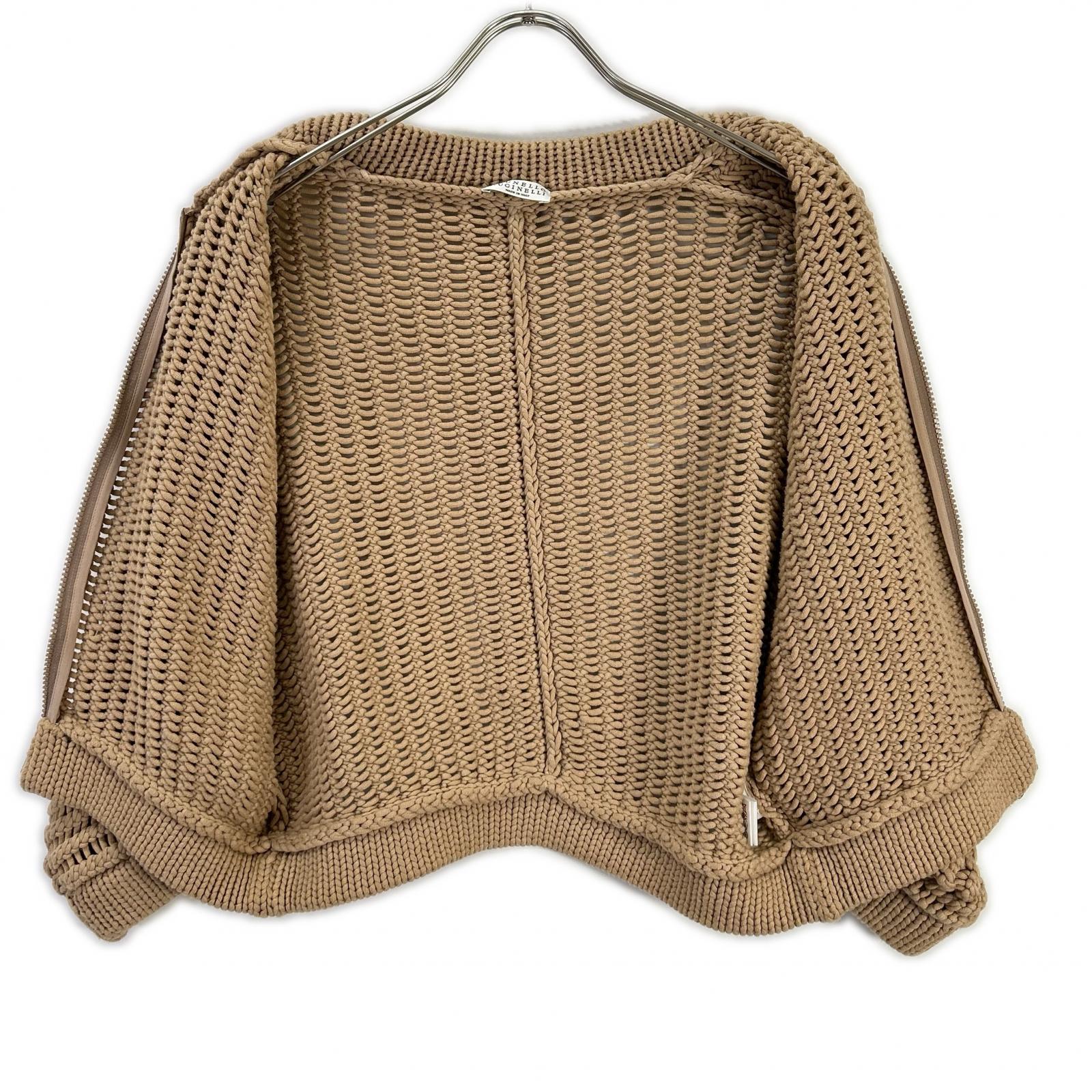 BRUNELLO CUCINELLI ブルネロクチネリ DW5223332 ブラウン ケーブル編み ジップアップ カーディガン トップス