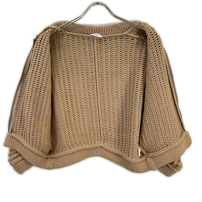 BRUNELLO CUCINELLI ブルネロクチネリ DW5223332 ブラウン ケーブル編み ジップアップ カーディガン トップス