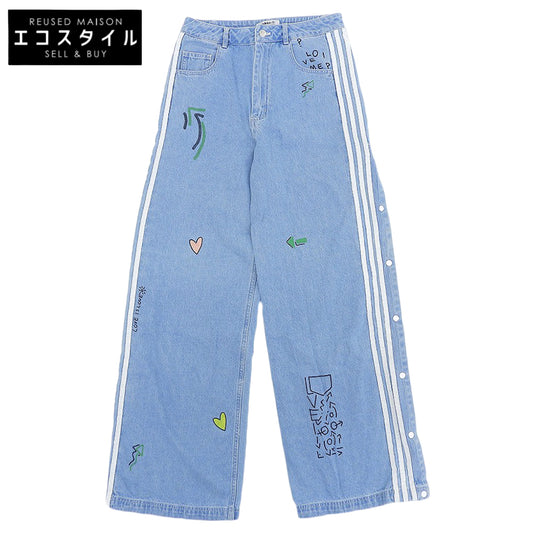 adidas アディダス デニムトラックパンツ ストレートパンツ ボトムス レディース ライトブルー OT FL4153 ボトムス