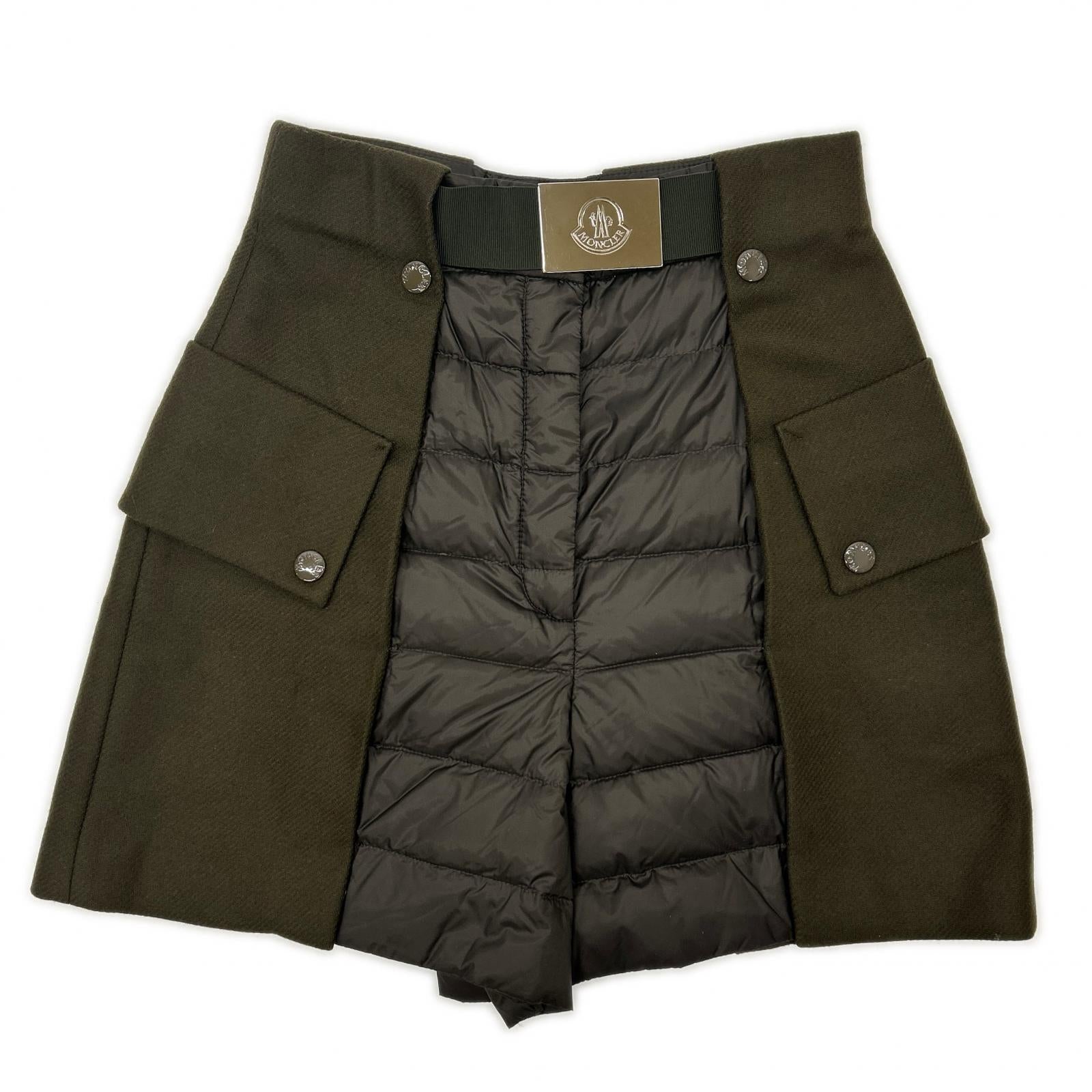 MONCLER モンクレール 15年 カーキ ダウン切り替え ウール ショートパンツ ボトムス