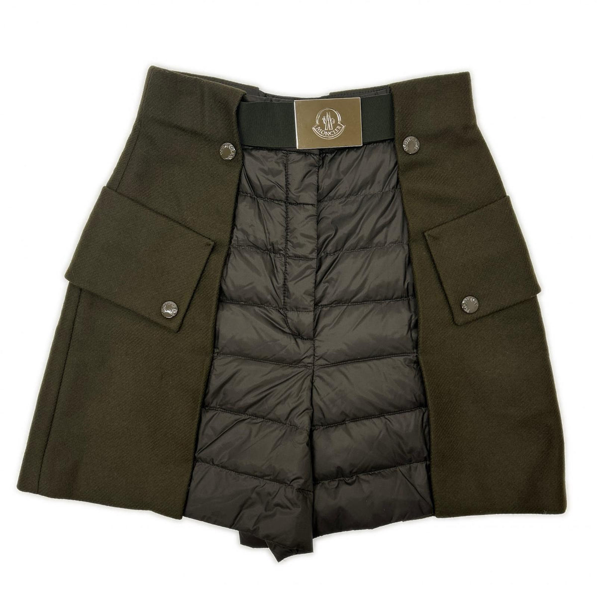 MONCLER モンクレール 15年 カーキ ダウン切り替え ウール ショートパンツ ボトムス