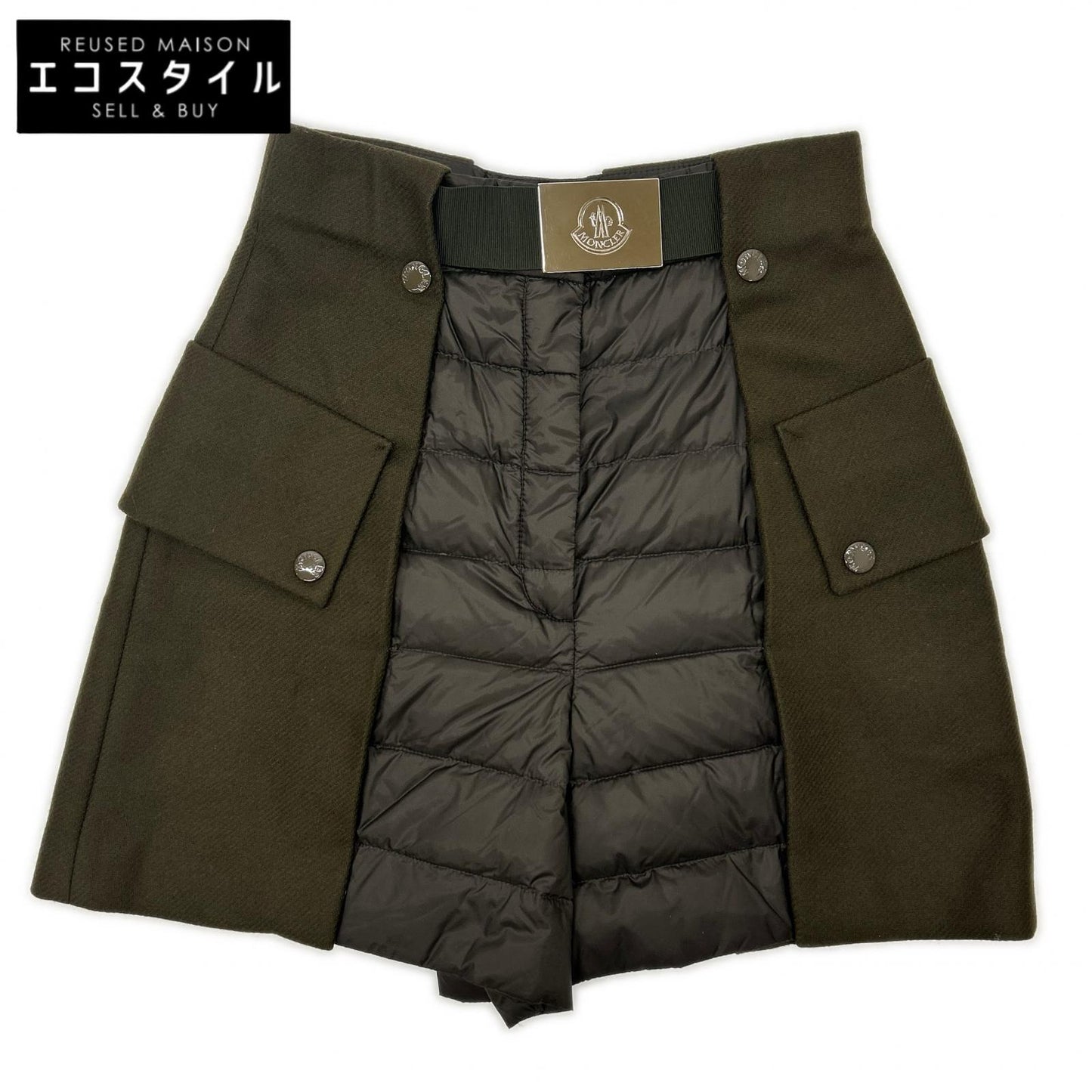 MONCLER モンクレール 15年 カーキ ダウン切り替え ウール ショートパンツ ボトムス