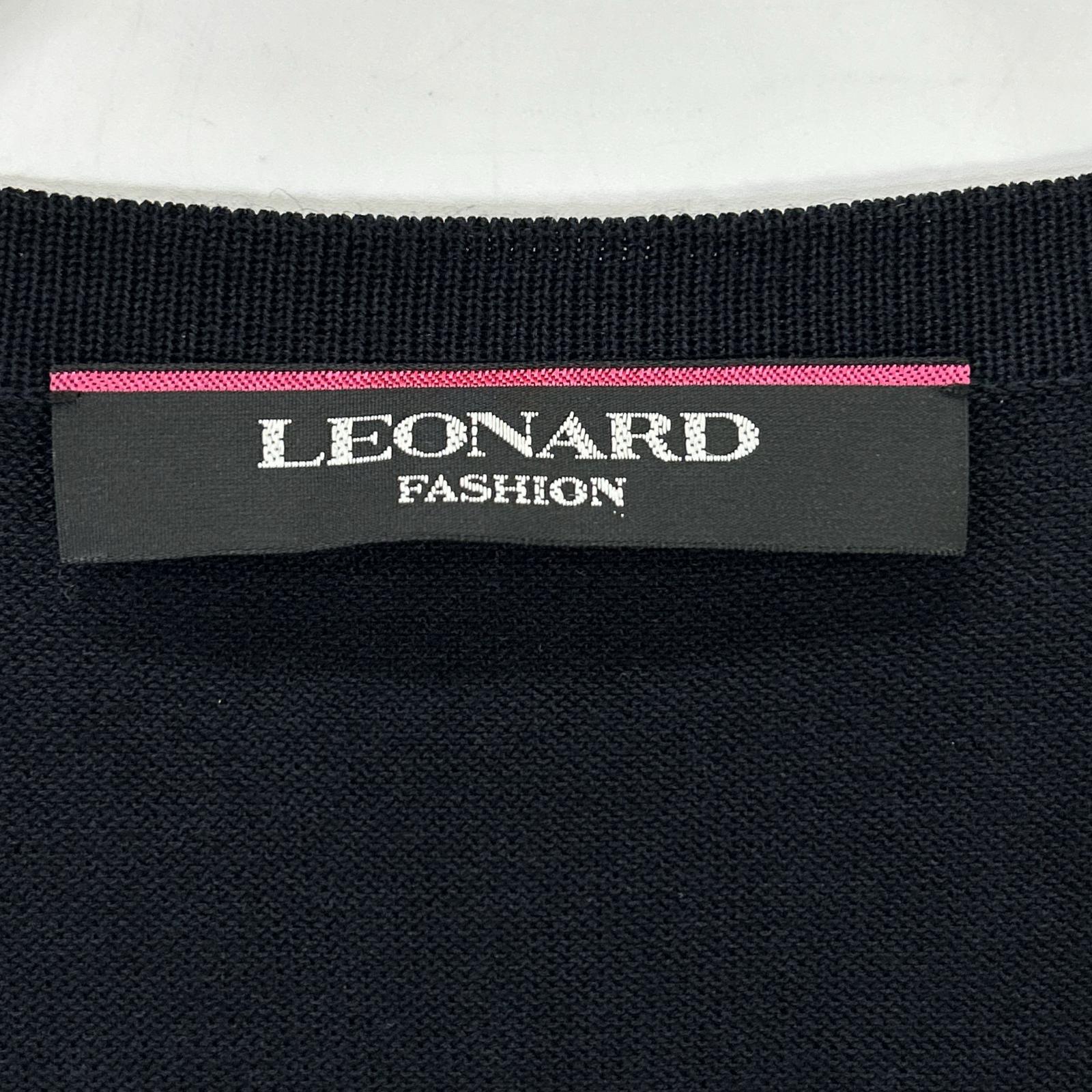 LEONARD レオナール 0397742 ネイビー シルク混 ラインストーン カーディガン トップス