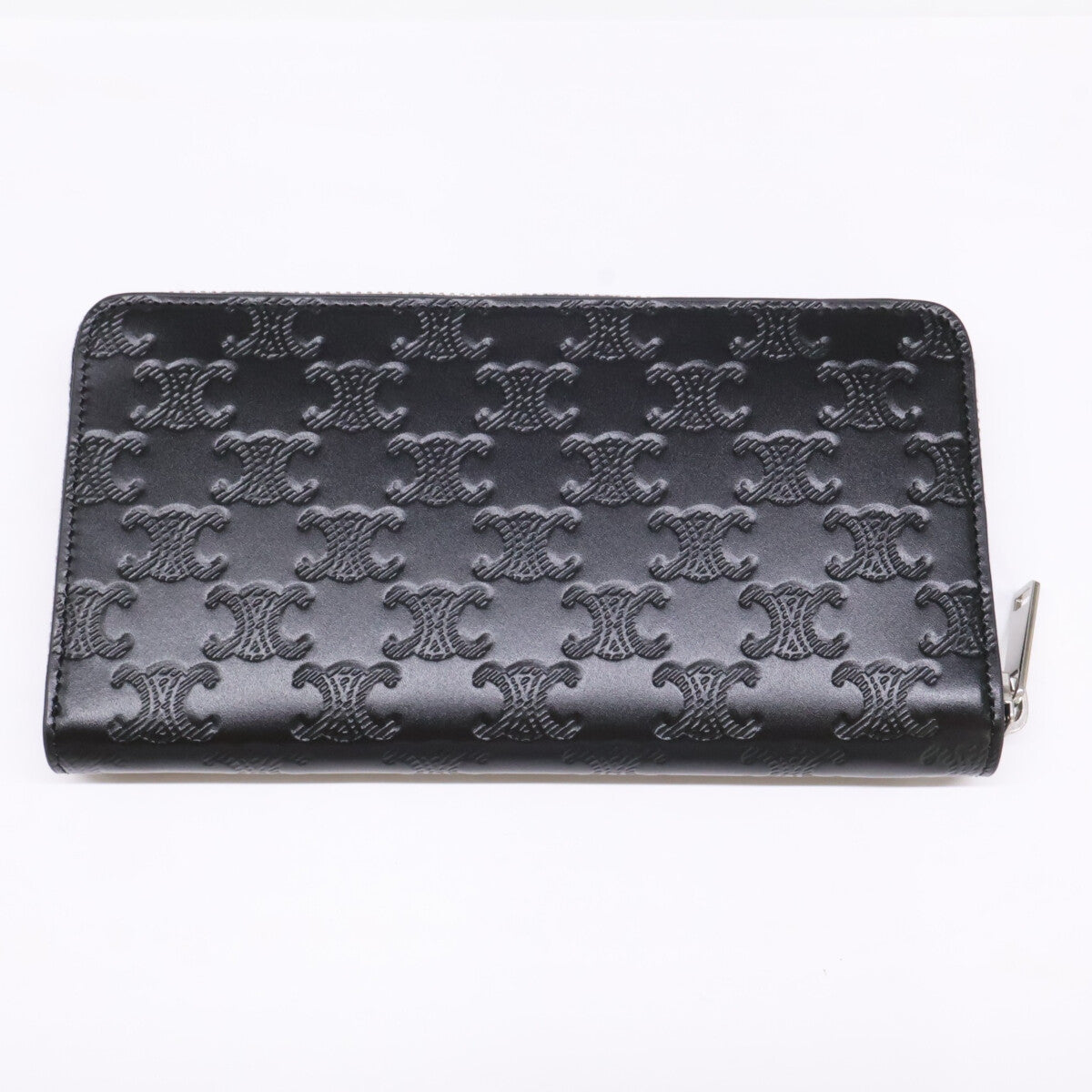 CELINE セリーヌ 【新品同様】ラージ ジップウォレット / トリオンフ エンボス加工カーフスキン 長財布（小銭入れあり）