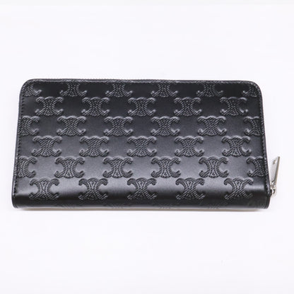 CELINE セリーヌ 【新品同様】ラージ ジップウォレット / トリオンフ エンボス加工カーフスキン 長財布（小銭入れあり）