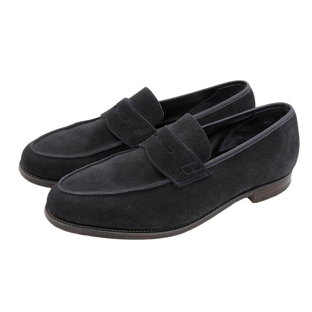 Crockett&Jones Crockett&Jones NAVY SUEDE last 314 RICHMOND penny loafers 8 1/2E 6018 shoes