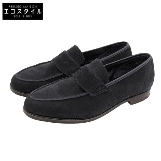 Crockett&Jones クロケット＆ジョーンズ NAVY SUEDE ネイビースエード ラスト314 RICHMOND リッチモンド コインローファー 8 1/2E 6018 シューズ