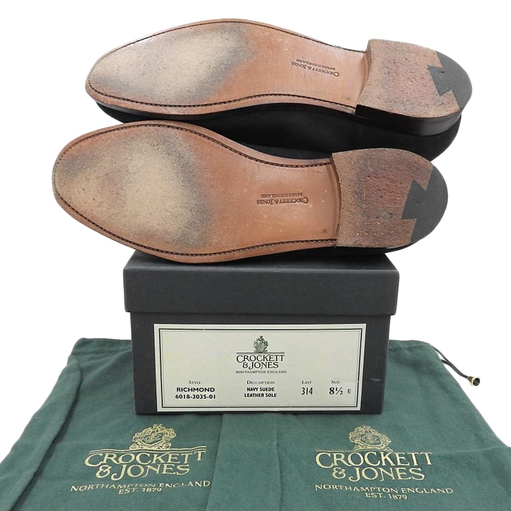 Crockett&Jones Crockett&Jones NAVY SUEDE last 314 RICHMOND penny loafers 8 1/2E 6018 shoes