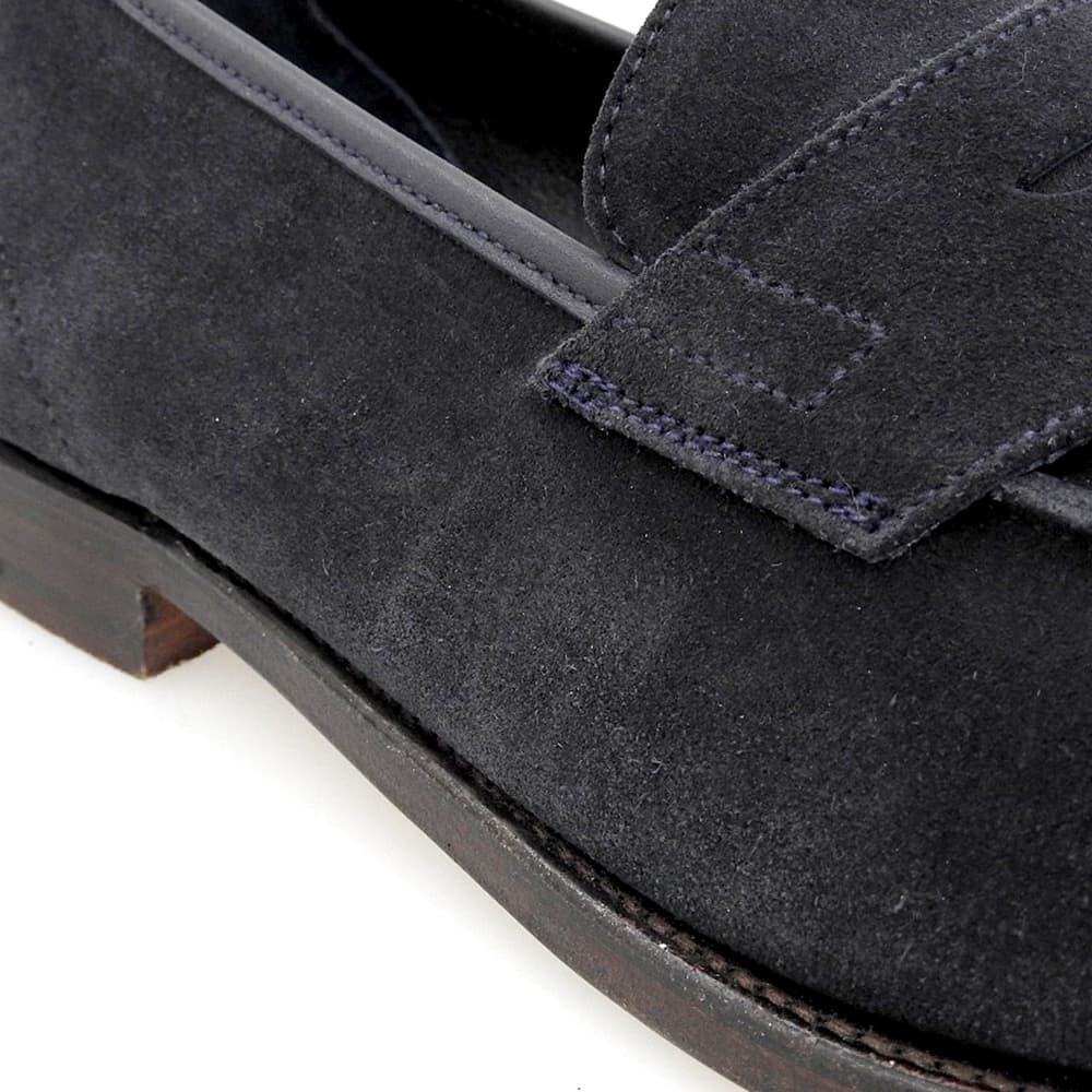 Crockett&Jones Crockett&Jones NAVY SUEDE last 314 RICHMOND penny loafers 8 1/2E 6018 shoes