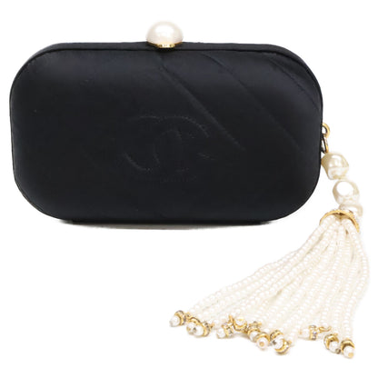 CHANEL シャネル ヴィンテージ パールクリスタルタッセル付き サテンクラッチバッグ セカンドバッグ クラッチバッグ