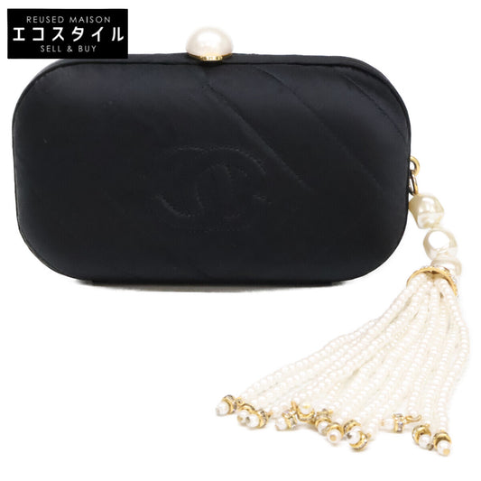 CHANEL シャネル ヴィンテージ パールクリスタルタッセル付き サテンクラッチバッグ セカンドバッグ クラッチバッグ