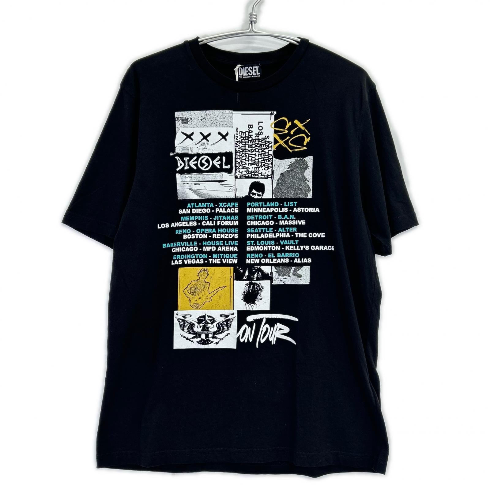 DIESEL ディーゼル ブラック T-JUST-ROCK グラフィック Tシャツ トップス