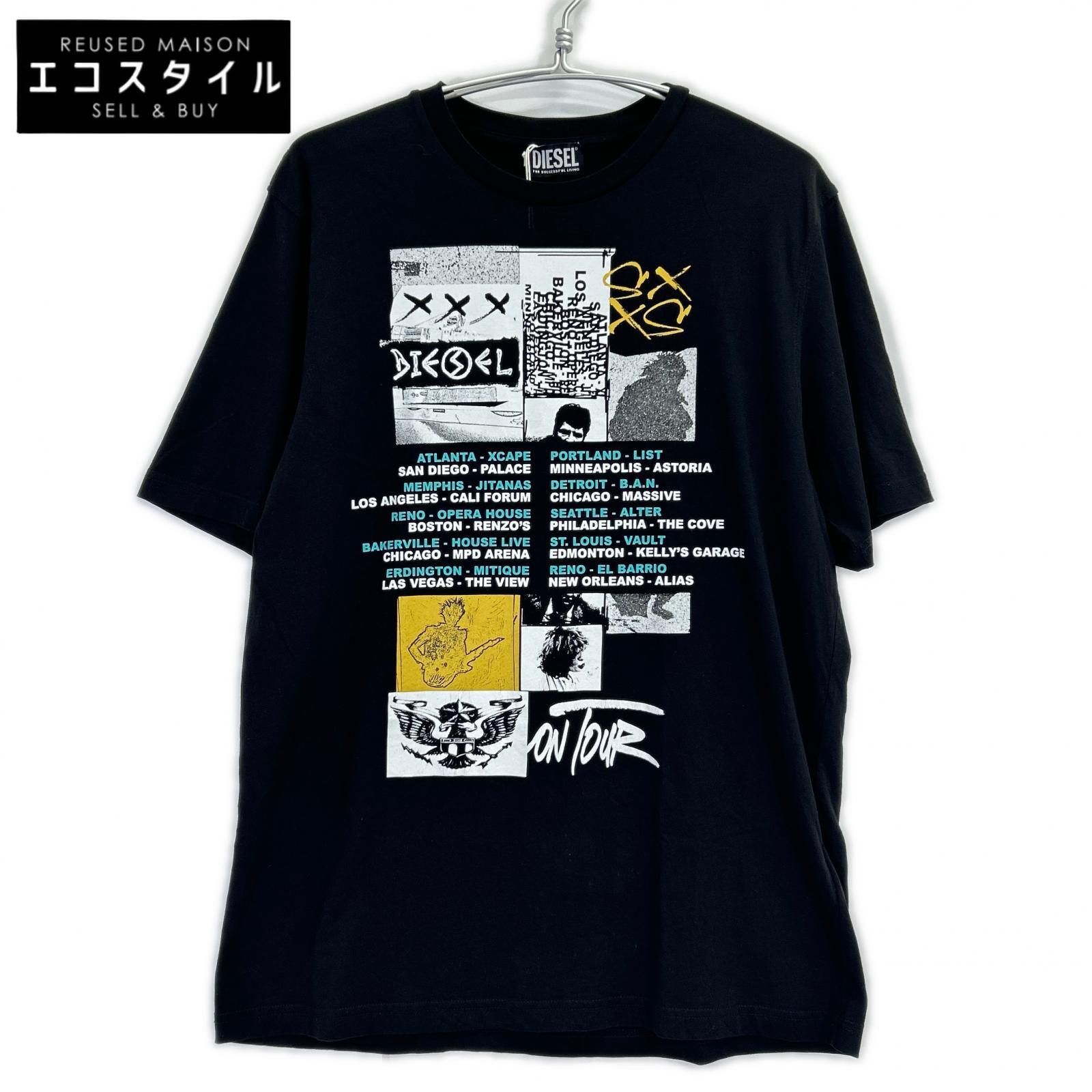DIESEL ディーゼル ブラック T-JUST-ROCK グラフィック Tシャツ トップス