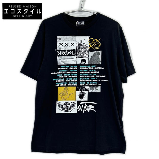 DIESEL ディーゼル ブラック T-JUST-ROCK グラフィック Tシャツ トップス