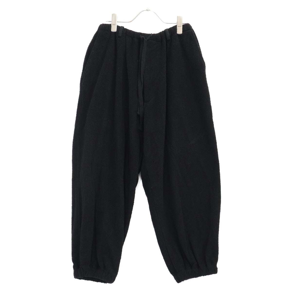 COMOLI 22SS V01-03022 black silk-pile drawstring pants
