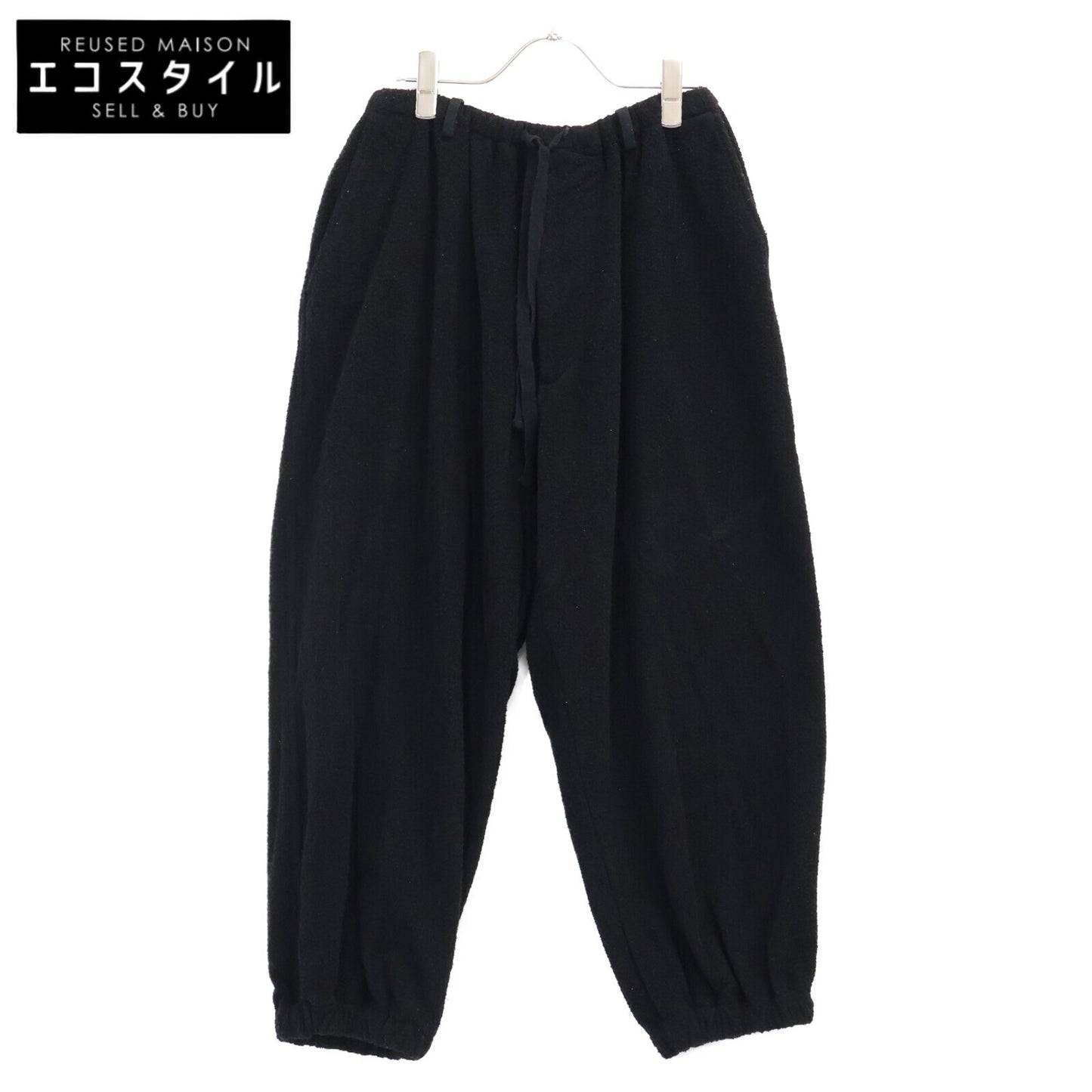 COMOLI コモリ 22SS V01-03022 ブラック シルクパイル ドローストリングパンツ ボトムス