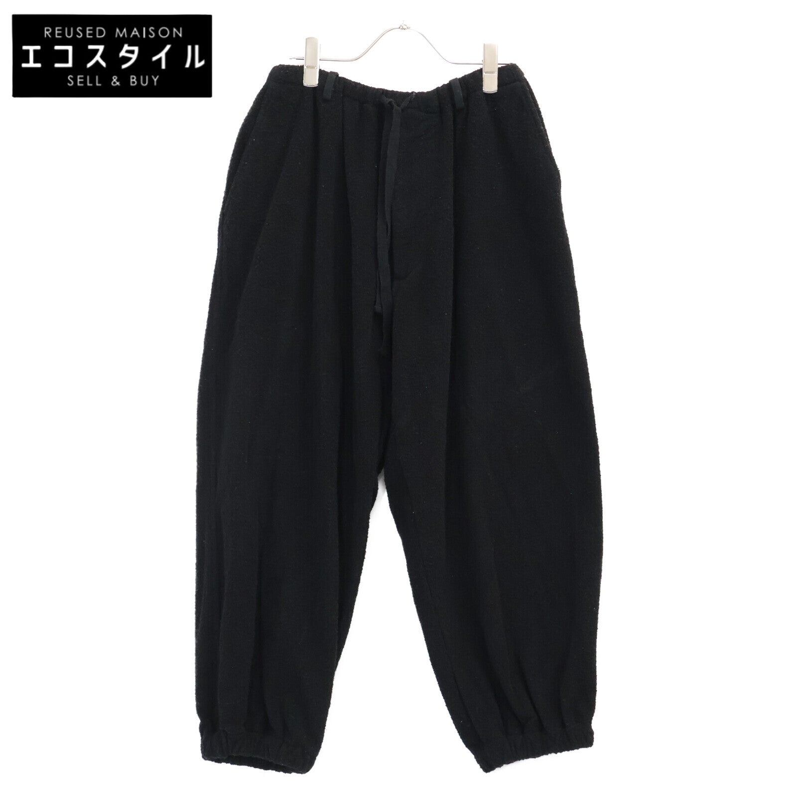 COMOLI コモリ 22SS V01-03022 ブラック シルクパイル ドローストリングパンツ ボトムス