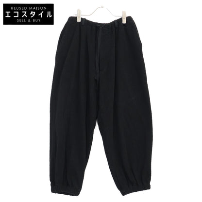 COMOLI 22SS V01-03022 black silk-pile drawstring pants