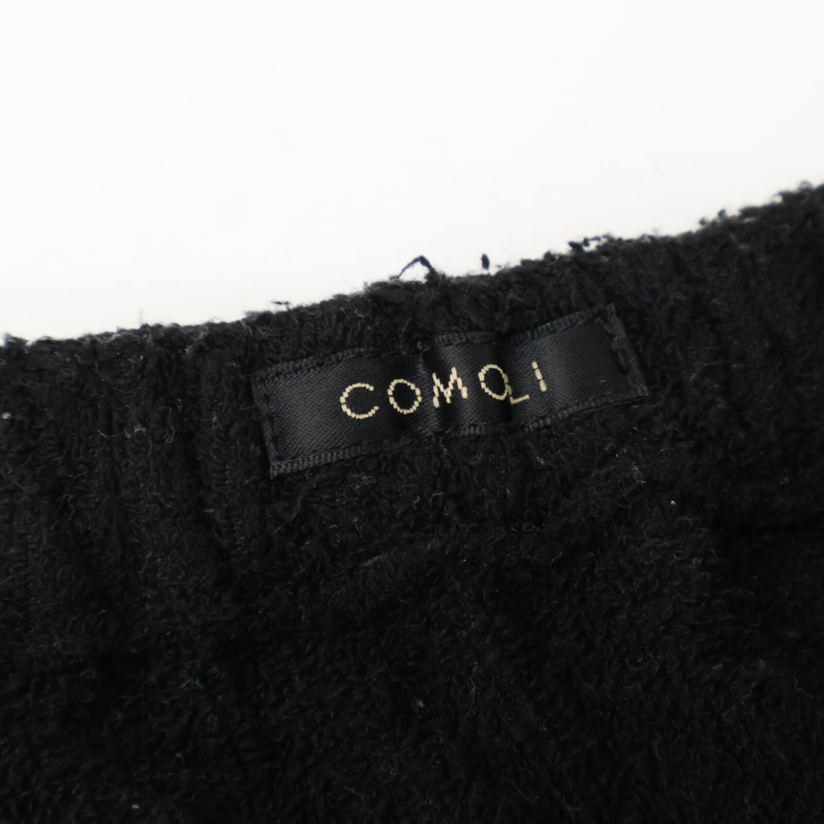 COMOLI 22SS V01-03022 black silk-pile drawstring pants