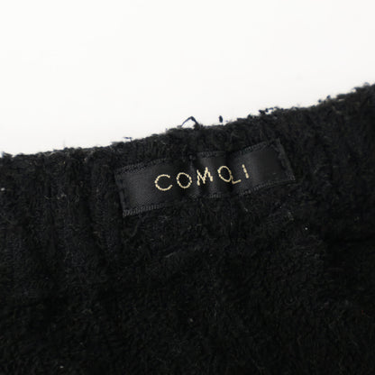 COMOLI 22SS V01-03022 black silk-pile drawstring pants