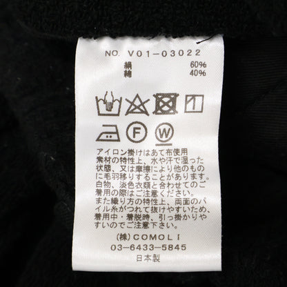 COMOLI 22SS V01-03022 black silk-pile drawstring pants