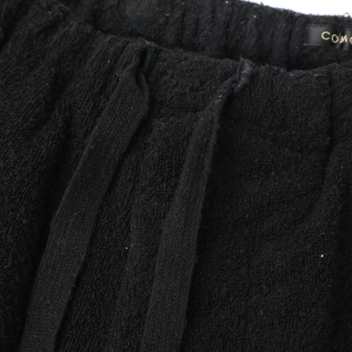 COMOLI 22SS V01-03022 black silk-pile drawstring pants