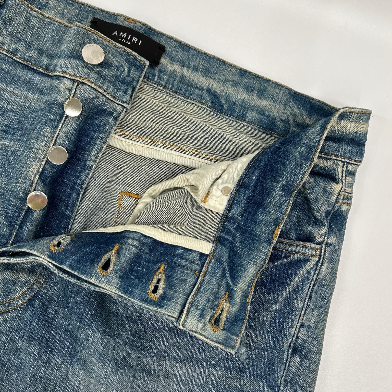 AMIRI アミリ ブルー ダメージ加工 デニムパンツ ボトムス