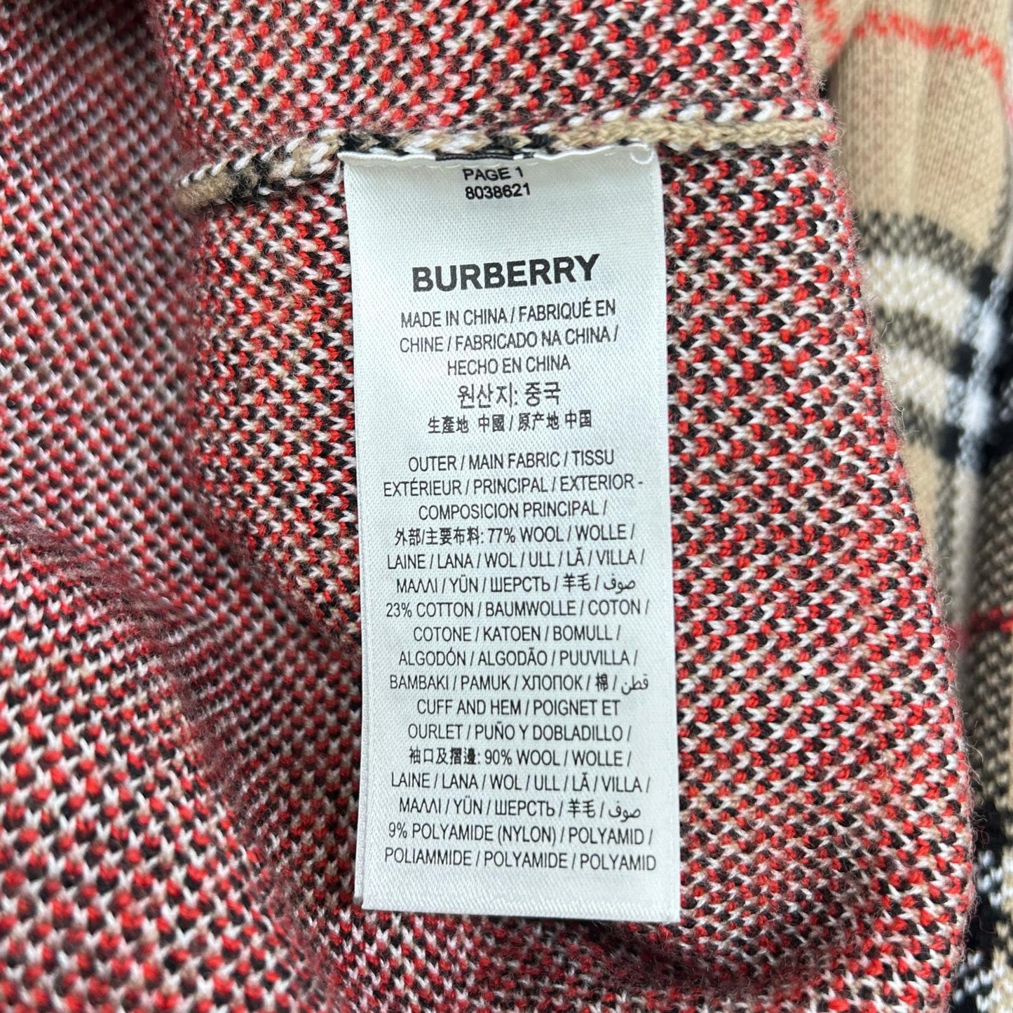 BURBERRY バーバリー 8038621 ヴィンテージチェック クルーネックニット トップス