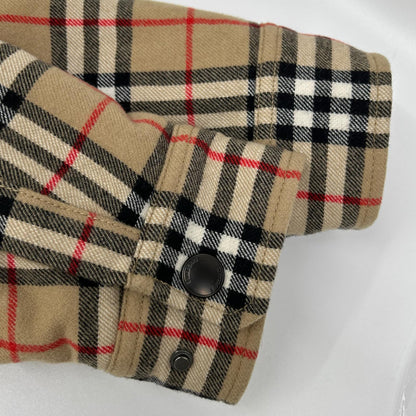 BURBERRY vintage check snap-button jacket with boa lining