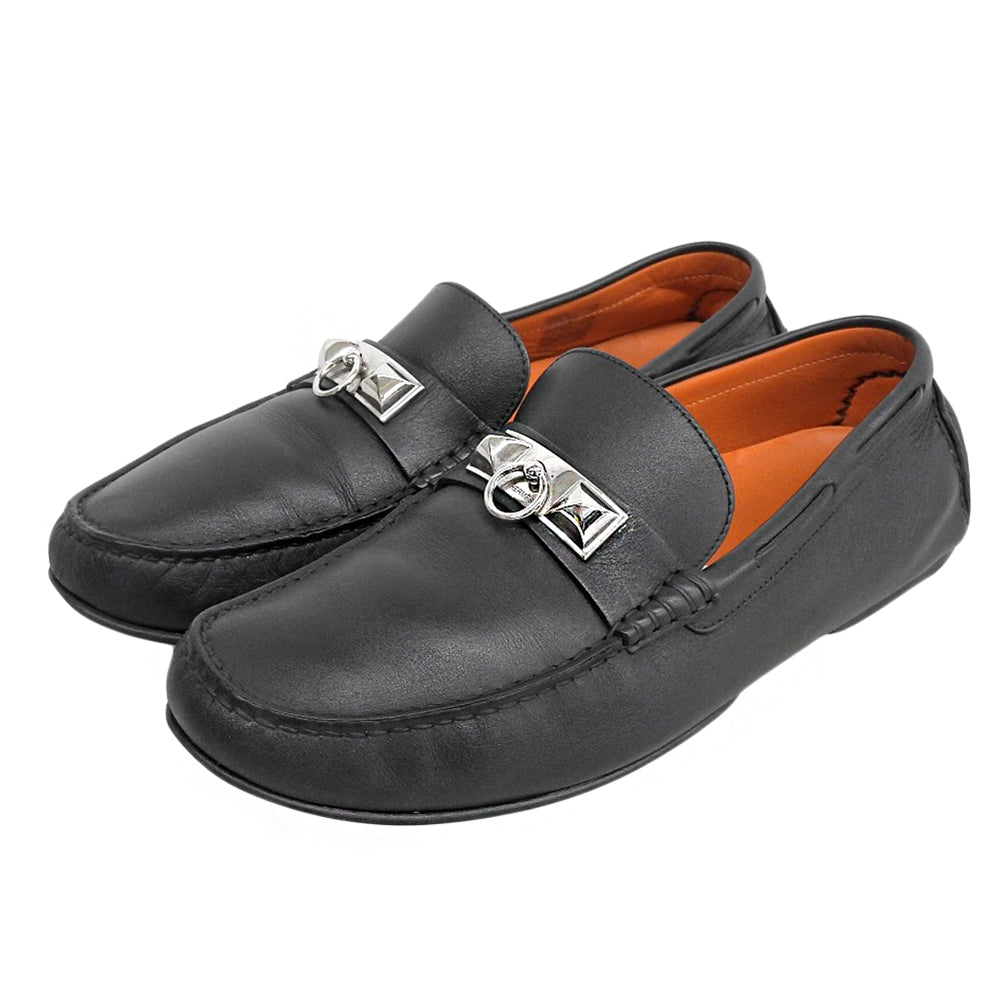 HERMES エルメス モカシン アーヴィング シューズ メンズ ブラック 40 1/2 シューズ