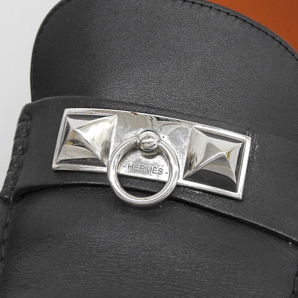 HERMES エルメス モカシン アーヴィング シューズ メンズ ブラック 40 1/2 シューズ