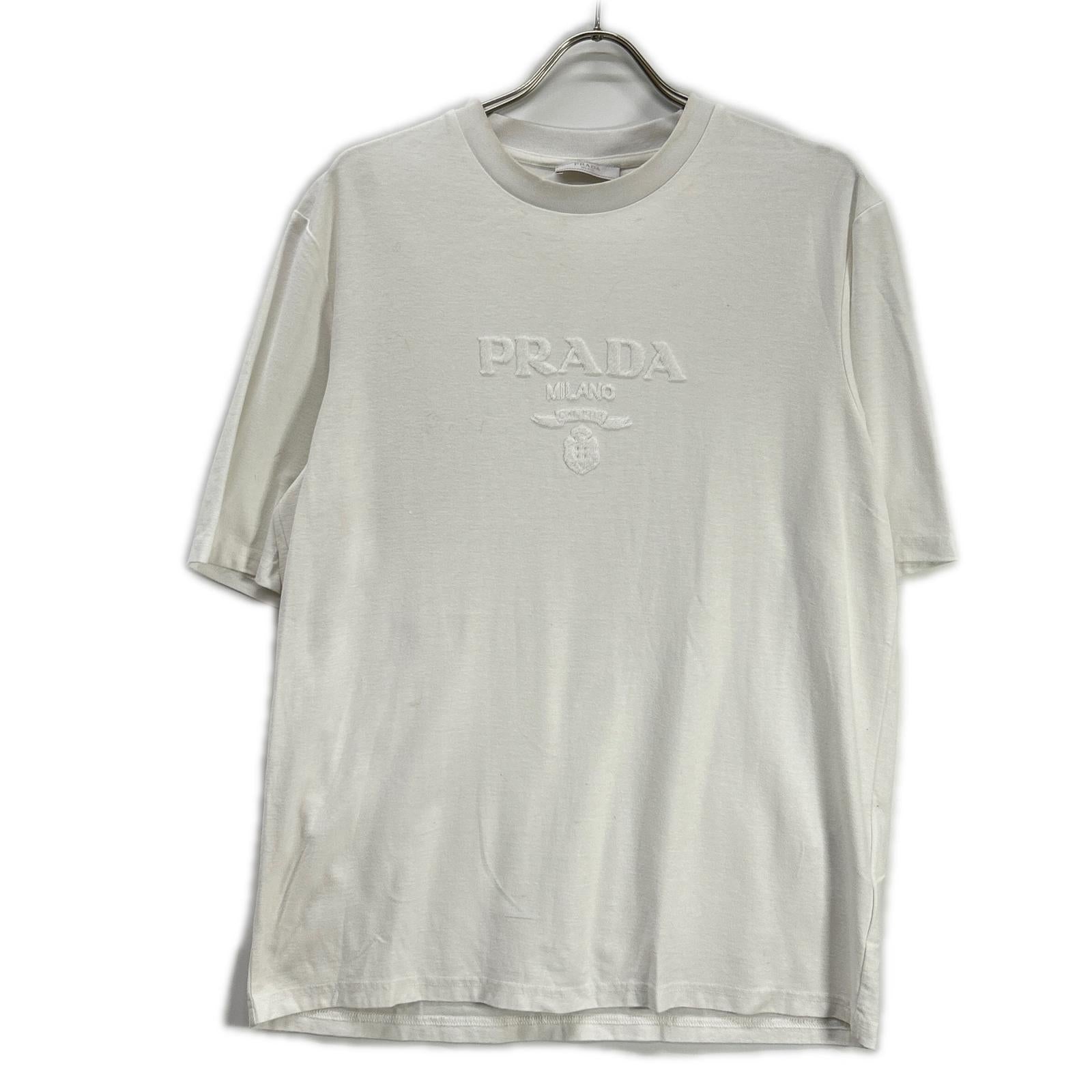 PRADA プラダ UJN897 ホワイト コットン×ナイロン テクニカルコットンTシャツ トップス