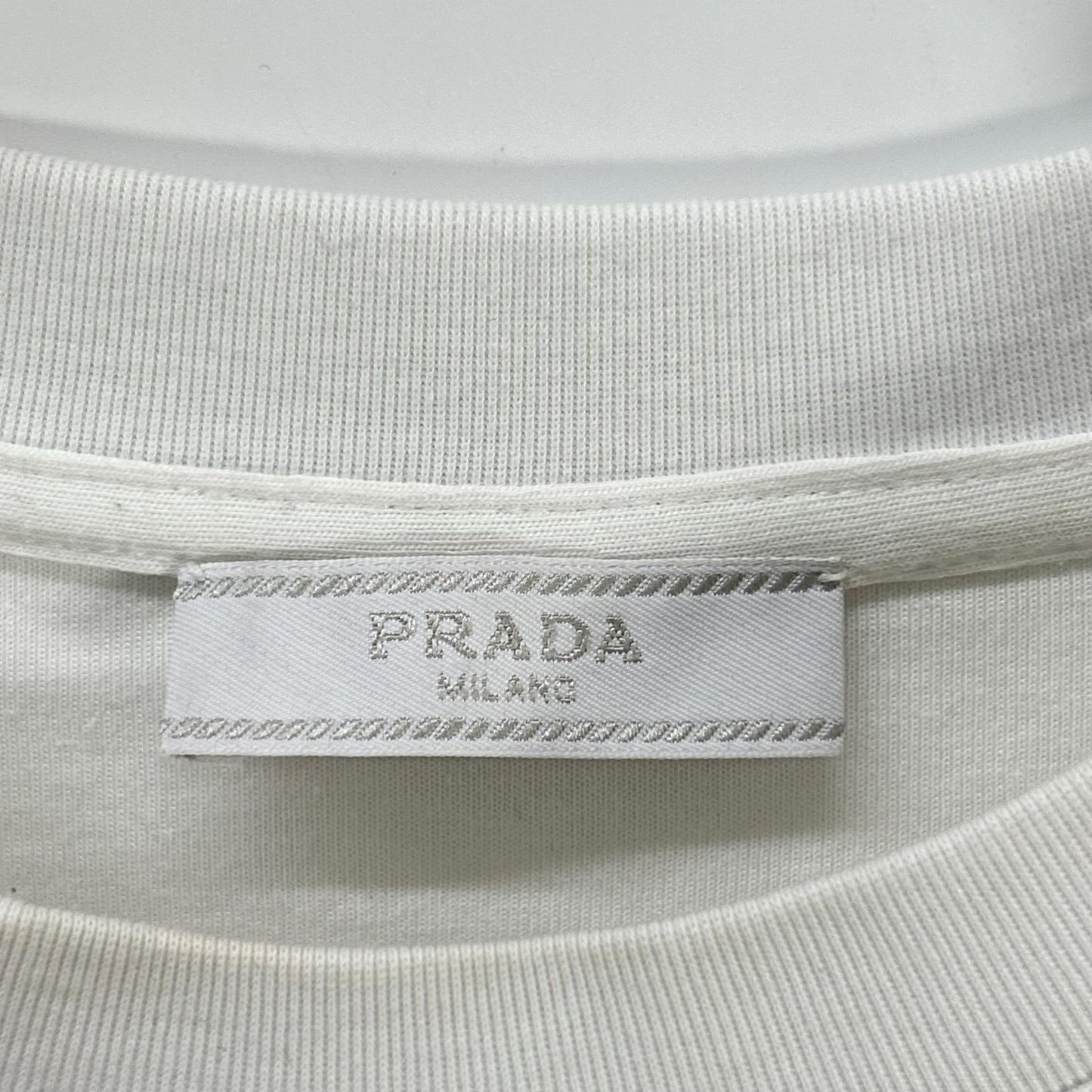 PRADA プラダ UJN897 ホワイト コットン×ナイロン テクニカルコットンTシャツ トップス
