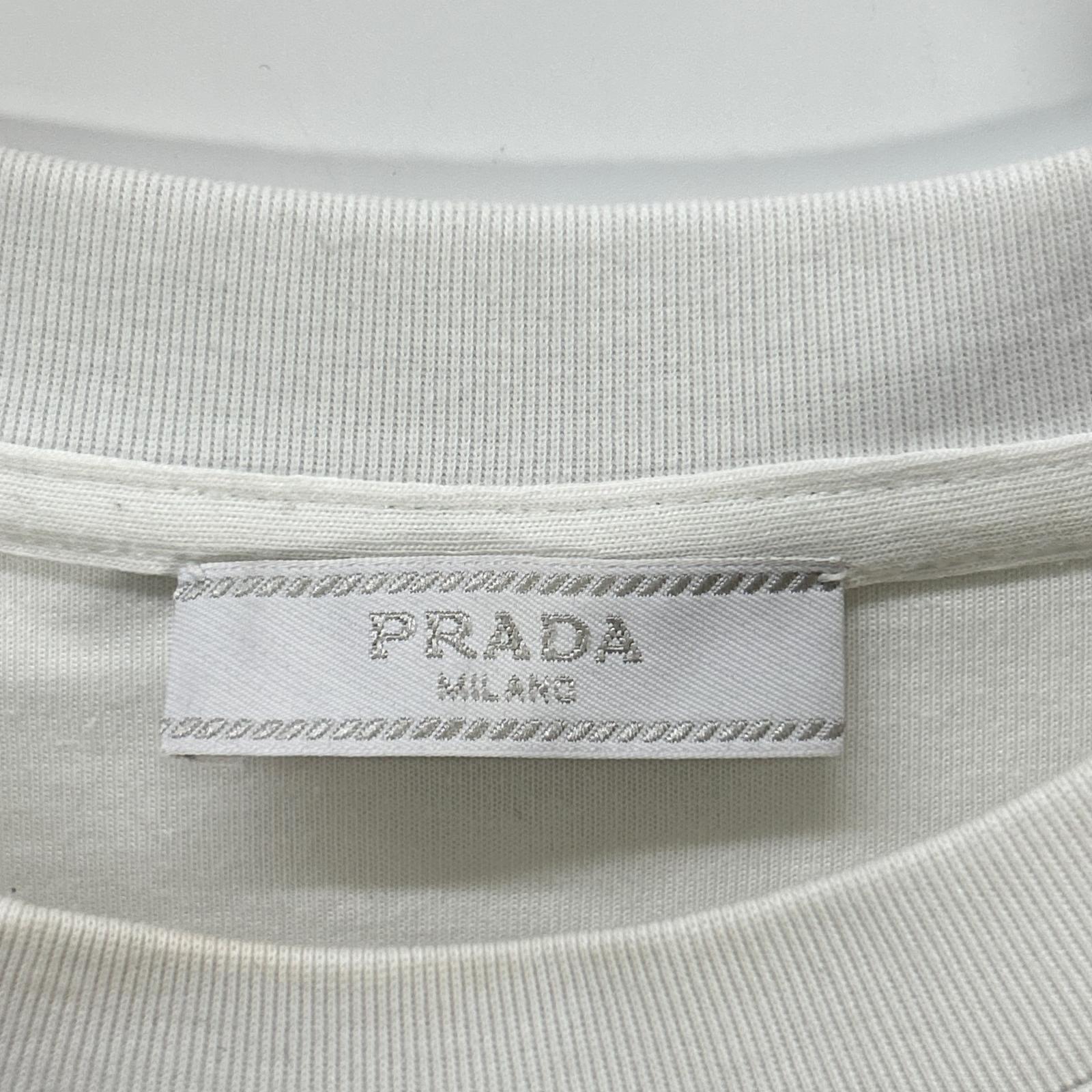 PRADA プラダ UJN897 ホワイト コットン×ナイロン テクニカルコットンTシャツ トップス