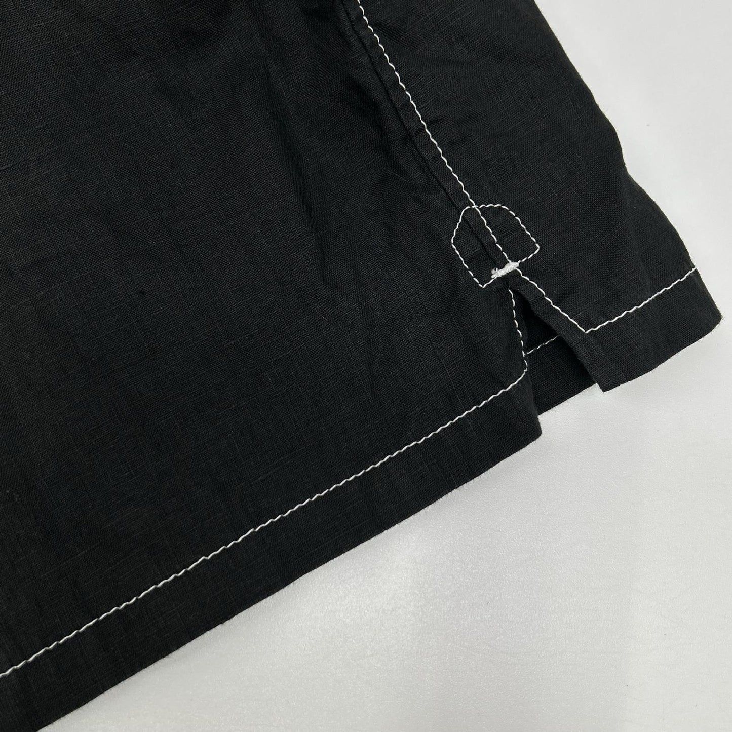 PRADA Prada UCN441 Black Triangle Logo Stitching Open-Collar Shirt Top