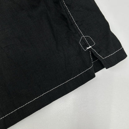PRADA Prada UCN441 Black Triangle Logo Stitching Open-Collar Shirt Top