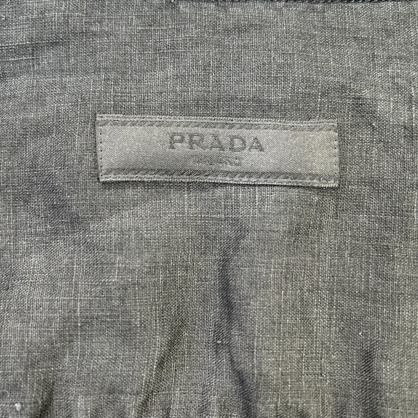 PRADA Prada UCN441 Black Triangle Logo Stitching Open-Collar Shirt Top