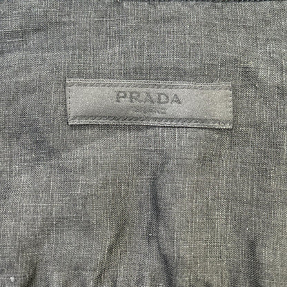 PRADA Prada UCN441 Black Triangle Logo Stitching Open-Collar Shirt Top