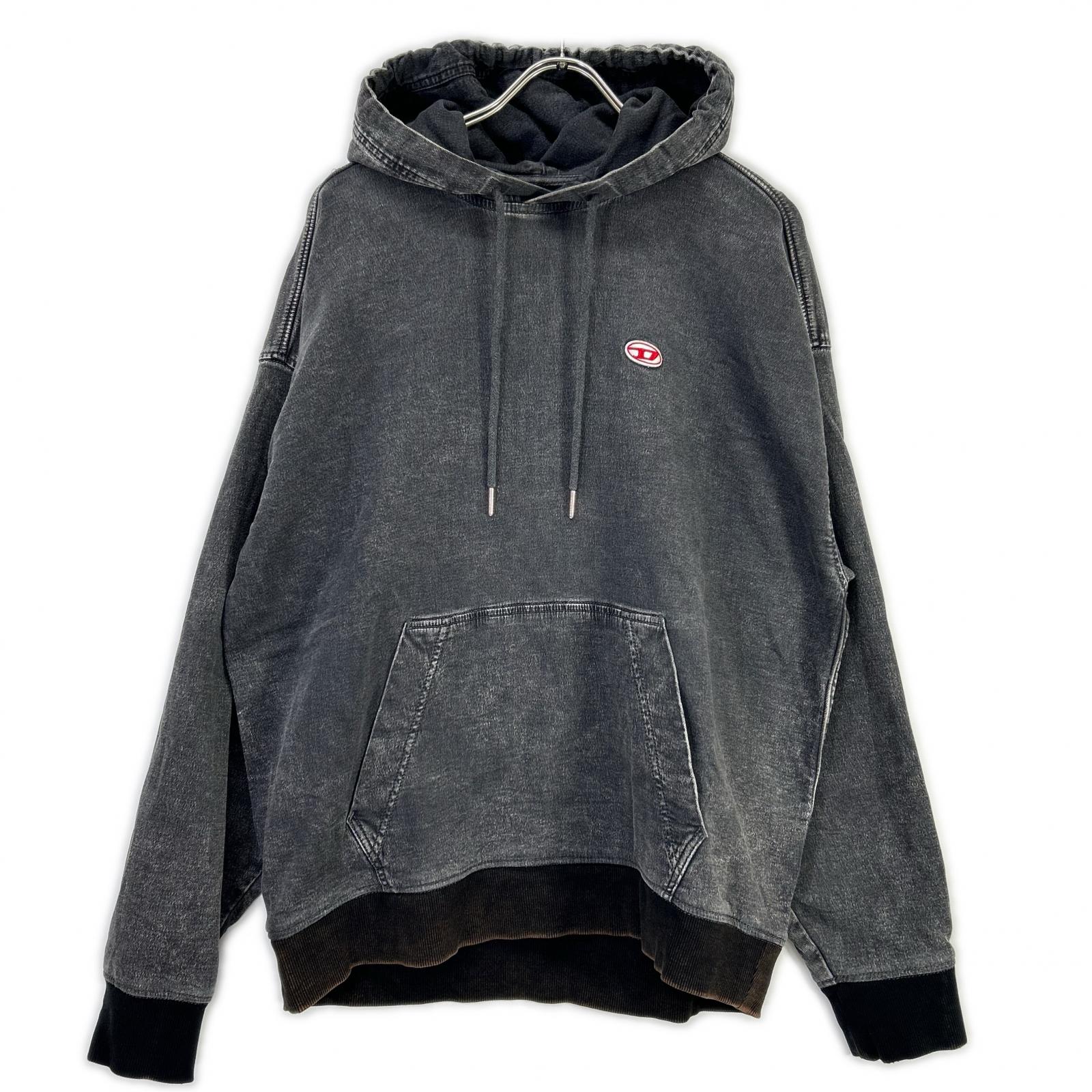 DIESEL ディーゼル ブラック D-UM-RIB-NE ジョグジーンズ プルオーバーパーカ トップス